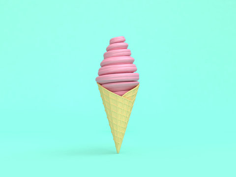 3d rendering abstract pink ice cream minimal green background