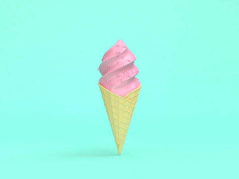 abstract pink ice cream minimal green background 3d rendering