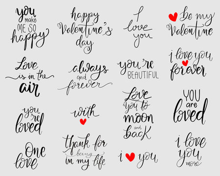 love lettering set. Hand written  style