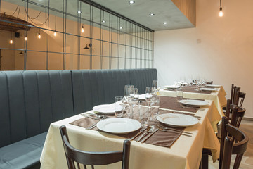 Restaurant interior in a new hotel