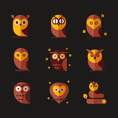 Owl Color Vector illustration collection. Unique illustration for design.