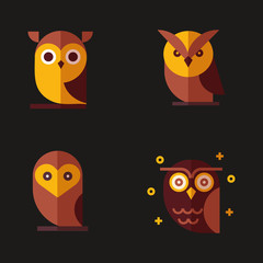 Owl Color Vector illustration collection. Unique illustration for design.