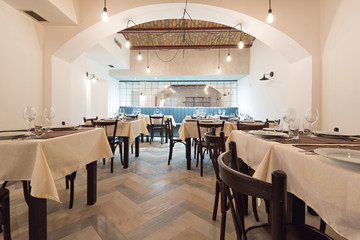 Restaurant interior in a new hotel