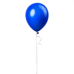 Foto op Plexiglas Blauwe ballon geïsoleerd op een witte achtergrond. Feestdecoratie voor feesten en verjaardagen © TheFarAwayKingdom