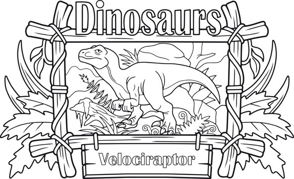 carnivorous velociraptor, coloring book