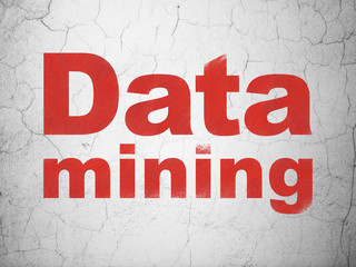 Information concept: Red Data Mining on textured concrete wall background