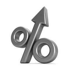 Percent on white background. Isolated 3D illustration