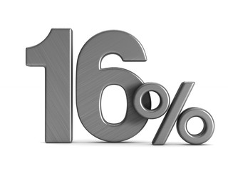 sixteen percent on white background. Isolated 3D illustration