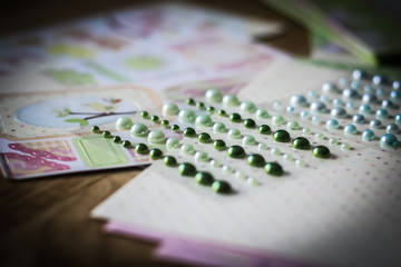 set of shiny beads on a creative background