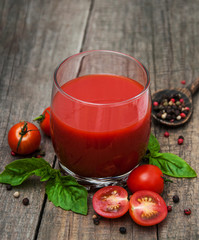 Glass with tomato juice