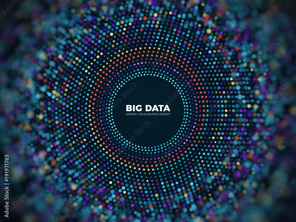 Poster big data information vector concept. abstract futuristic background with 3d visualization