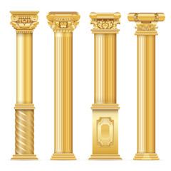 Classic antique gold columns vector set