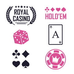 Lucky seven jackpot. Casino vector sign set