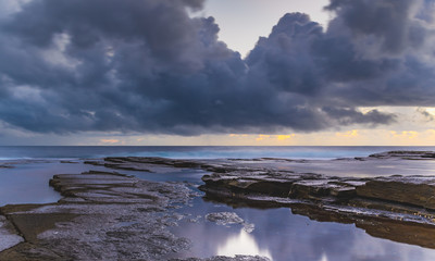 Overcast and Cloudy Sunrise Seascape