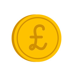 Gold coin with pound sign icon in flat style on a white background vector illustration