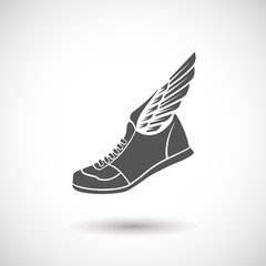 Sport shoes with wings icon.