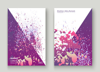 Neon explosion paint splatter artistic cover design. Fluid violet gradient dust splash texture background. Trendy creative template vector Cover Report Catalog Brochure Flyer Product