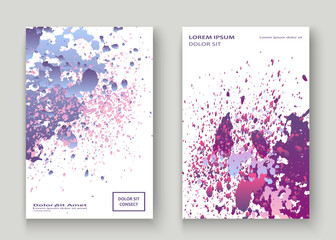 Neon explosion paint splatter artistic cover design. Fluid violet gradient dust splash texture background. Trendy creative template vector Cover Report Catalog Brochure Flyer Product