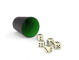 Dice game. Combination of dice - Poker, with clipping path