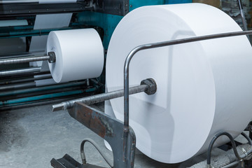 Big rolls with white paper ready to print.