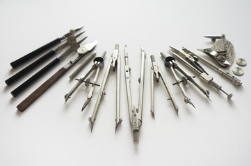 Vintage tools used for drawing. For architect, students, engineers, artists, builders, engineering concepts