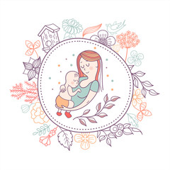 A mother with a baby. Vector illustration
