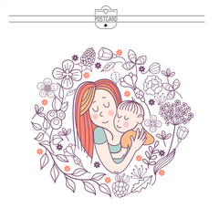 A mother with a baby. Vector illustration
