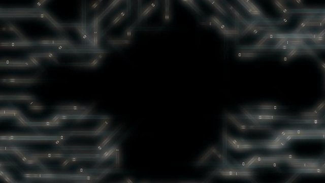circuit board. signal transmission. information business cinematic background. seamless loop.place for text.
