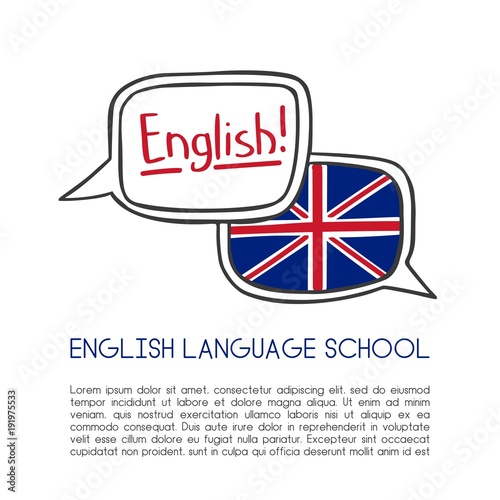 Download "English language school vector illustration. Two hand ...