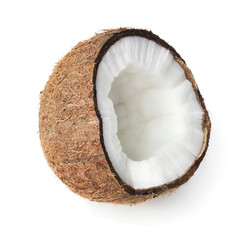 half of coconut isolated on white background