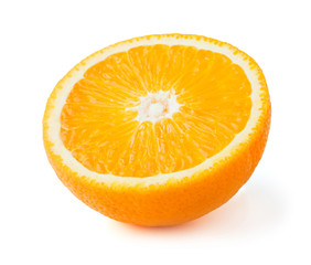 single slice of ogange isolated on white background