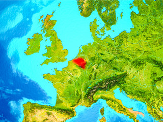 Belgium in red on Earth