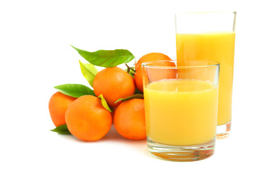 Handful of mandarines and orange juice