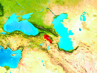 Armenia in red on Earth