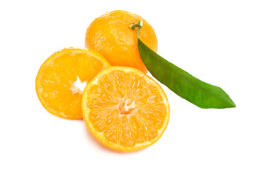 Cutted tangerine with leaf