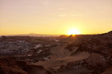 Spectacular Panorama of a Golden Sunset Above the Atacama Desert