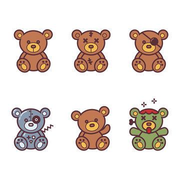 Teddy bear color vector  set