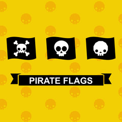 Pirate flag vector set