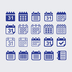 Simple calendar icons set. Universal calendar icons to use for web and mobile UI