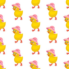 Easter chicken in hat seamless pattern