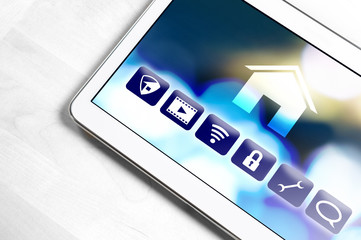 Smart home application in tablet to control house appliances. Internet of things (IOT) and remote...