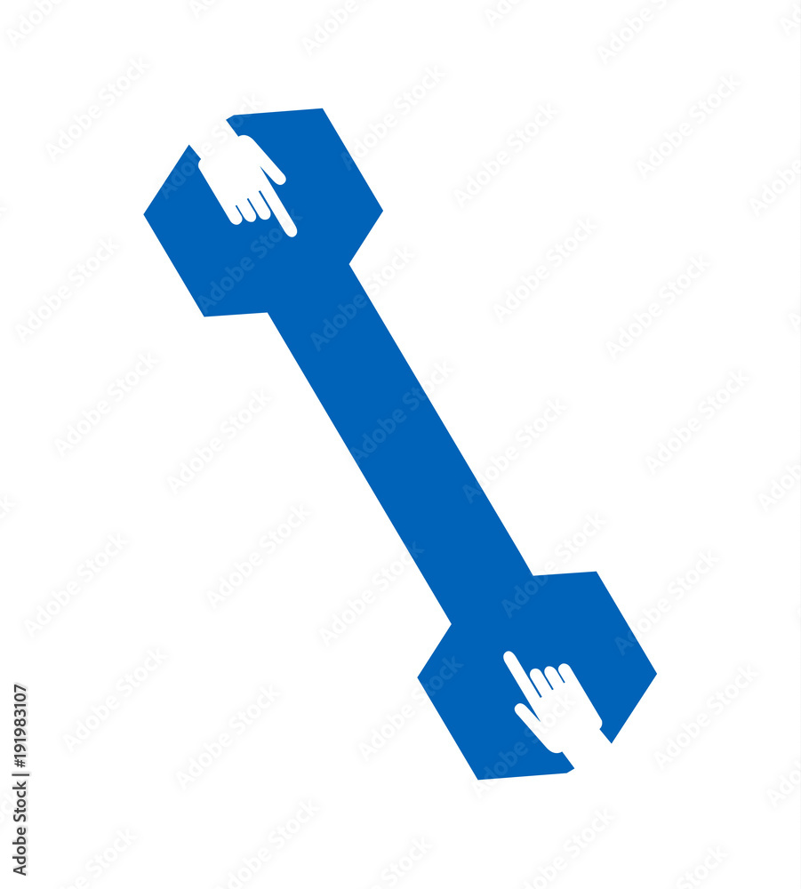 Wall mural internet hand click wrench concept