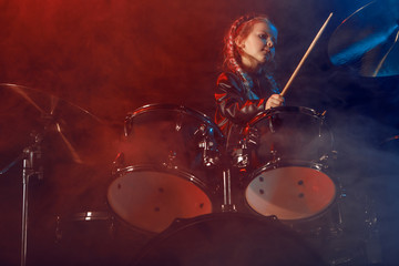 A little drummer girl.