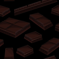 Seamless background with piece of black chocolate bars