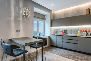 Modern gray kitchen interior