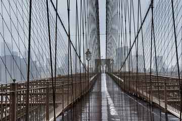 Brooklyn bridge in New York in rain