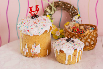 Easter cake and painted eggs
