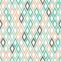 Seamless geometric pattern with rhombs in a hand-drawn style. Vector template suitable for wrapping paper, fabric and bedding.