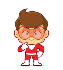 Clipart picture of a superhero cartoon character thinking