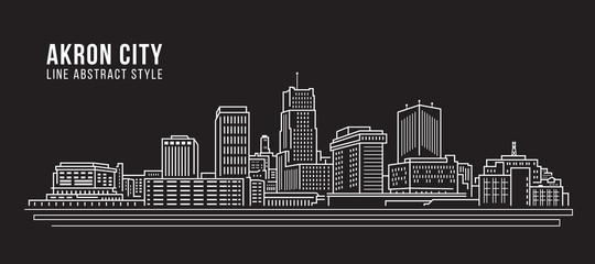 Fototapeta premium Cityscape Building Line art Vector Illustration design - Akron city